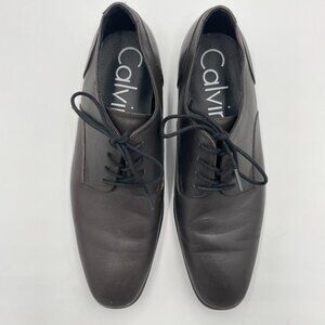 Calvin Klein Dress Shoes Lucca Men Dark Brown Size 9 Calf Leather Professional‎